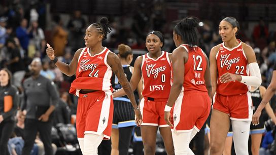 Offensive explosion propels Aces to victory in Commissioner’s Cup tune-up against Sky taken at United Center (Las Vegas Aces). Photo by Matt Marton-Imagn Images