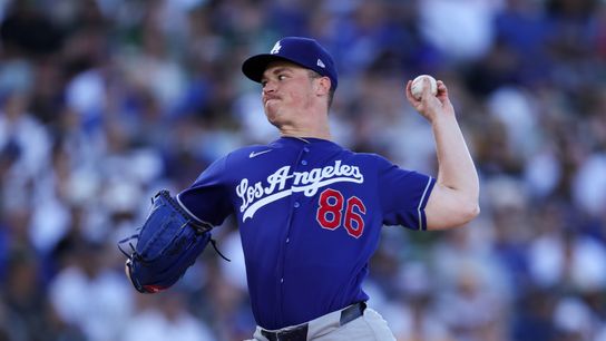 Los Angeles Dodgers starting pitcher Jack Dreyer (86) throws during the first inning against the Athletics at Sutter Health Park. Los Angeles Dodgers starting pitcher Jack Dreyer (86) throws during the first inning against the Athletics at Sutter Health Park.