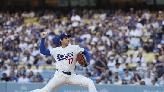 Los Angeles Dodgers starting pitcher Shohei Ohtani (17) throws during the first inning against the San Diego Padres at Dodger Stadium. Los Angeles Dodgers starting pitcher Shohei Ohtani (17) throws during the first inning against the San Diego Padres at Dodger Stadium.