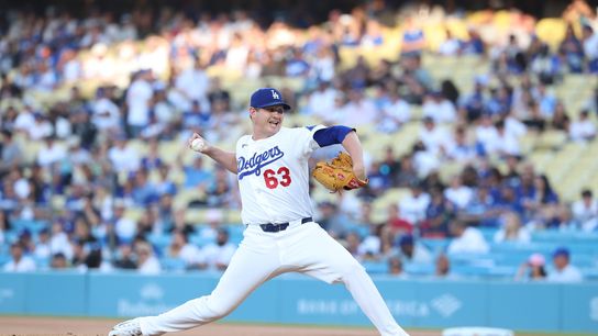 Los Angeles Dodgers starting pitcher Kyle Hurt (63) throws a pitch during the first inning against the Arizona Diamondbacks at Dodger Stadium. 