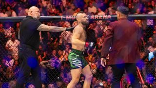 Conor McGregor's comeback bid ends in immediate heartbreak taken at T-Mobile Arena (UFC). Photo by Mark J. Rebilas-Imagn Images