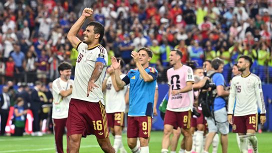 July 14, 2026; Arlington, Texas, U.S.; Spain's Rodri celebrates after the match. July 14, 2026; Arlington, Texas, U.S.; Spain's Rodri celebrates after the match.