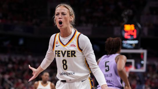 Indiana Fever guard Sophie Cunningham (8) reacts to the action Wednesday, July 15, 2026, during the second half of a game at Gainbridge Fieldhouse in Indianapolis. The Golden State Valkyries defeated the Indiana Fever, 88-75. Indiana Fever guard Sophie Cunningham (8) reacts to the action Wednesday, July 15, 2026, during the second half of a game at Gainbridge Fieldhouse in Indianapolis. The Golden State Valkyries defeated the Indiana Fever, 88-75.