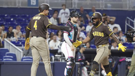 Luis Rengifo stays hot, lifts Padres over Marlins with pinch hit two-run homer taken at loanDepot Park (San Diego Padres). Photo by © Rhona Wise-Imagn Images