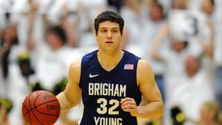 Wooden Award Flashback: Jimmer Fredette  leaves his mark at BYU taken in Los Angeles (Wooden Award). Photo by Ron Chenoy-Imagn Images