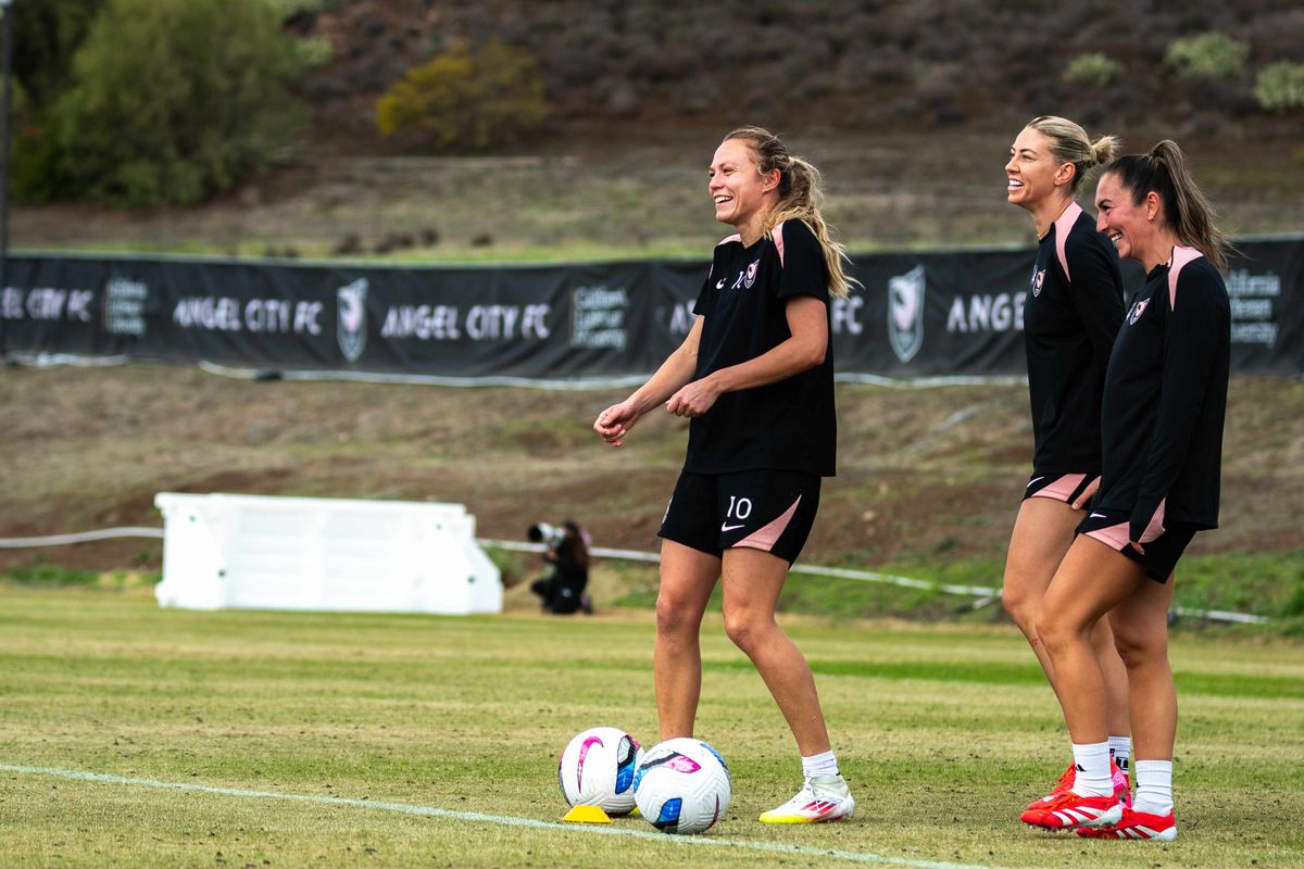 Angel City FC attacker Claire Emslie during practice outside the performance center, Friday February 14, 2025 in Thousand Oaks, Calif. 