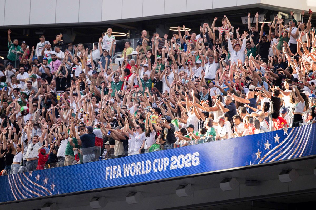 Fans do the wave at SoFi Stadium during a 2026 FIFA World Cup match between Iran and New Zealand, Monday June 15, 2026 in Inglewood, Calif. 