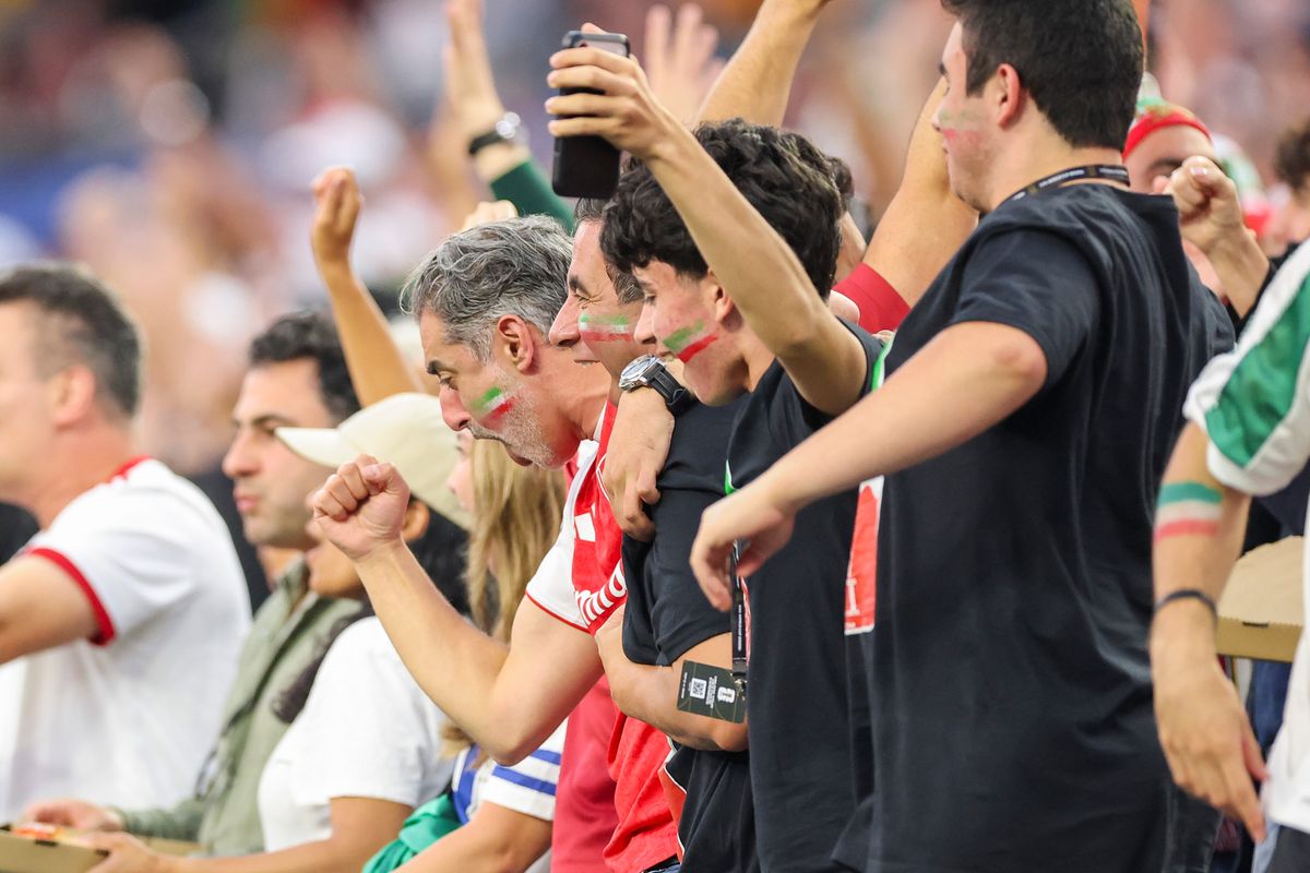 Iran fans celebrate a goal during a FIFA World Cup 2026 match against New Zealand, Monday June 15, 2026 in Inglewood, Calif.
