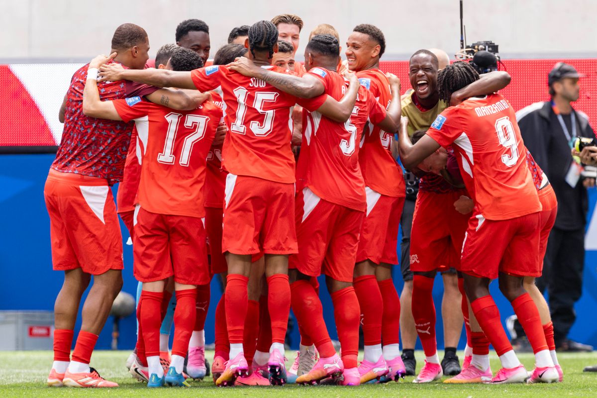 Switzerland celebrates a goal during a FIFA World Cup 2026 match against Bosnia and Herzegovina, Thursday June 18, 2026 in Inglewood, Calif. Switzerland celebrates a goal during a FIFA World Cup 2026 match against Bosnia and Herzegovina, Thursday June 18, 2026 in Inglewood, Calif.