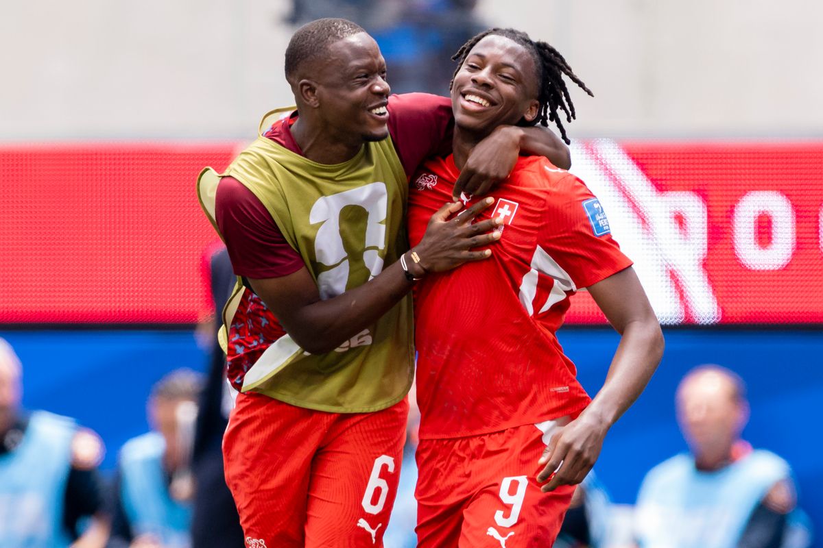 Denis Zakaria #6 and Johan Manzambi #9 of Switzerland celebrate a goal during a FIFA World Cup 2026 match against Bosnia and Herzegovina, Thursday June 18, 2026 in Inglewood, Calif. Denis Zakaria #6 and Johan Manzambi #9 of Switzerland celebrate a goal during a FIFA World Cup 2026 match against Bosnia and Herzegovina, Thursday June 18, 2026 in Inglewood, Calif.