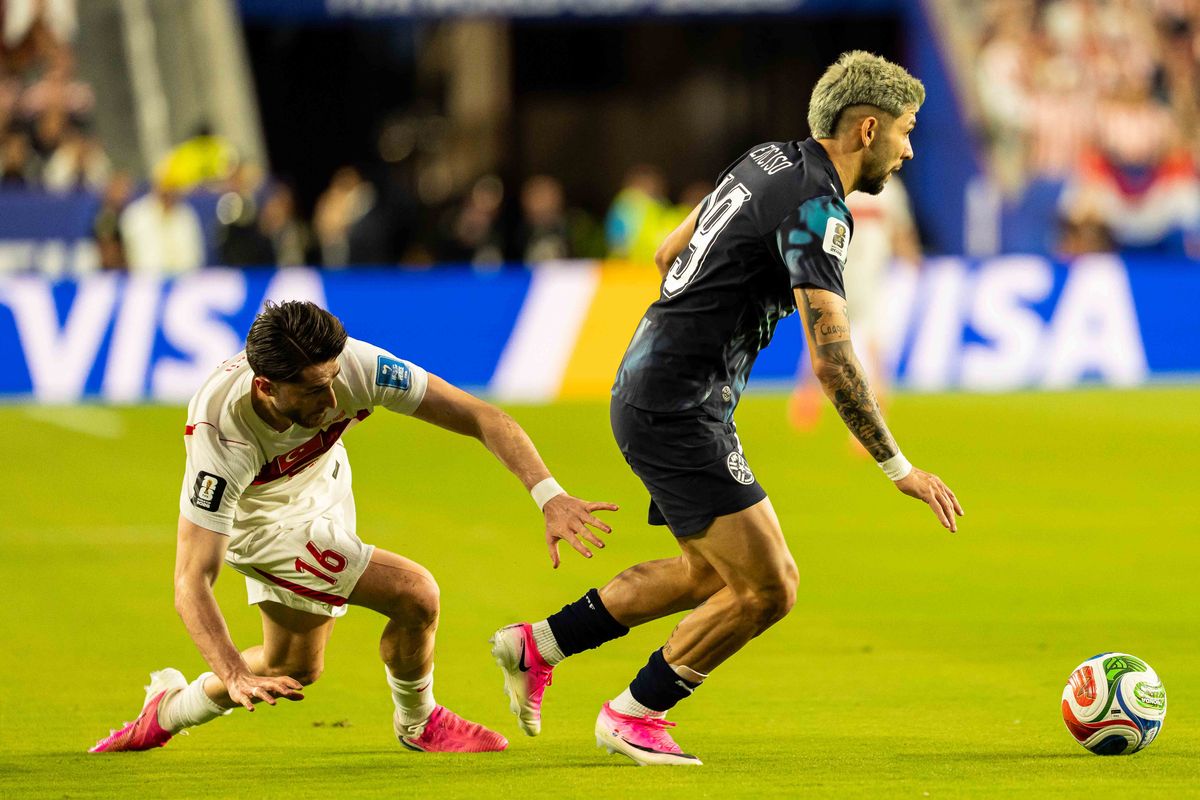 Julio Enciso (19) of Paraguay gets past their opponent during a 2026 FIFA World Cup match against Paraguay, Friday June 19th, 2026 in Santa Clara, Calif.