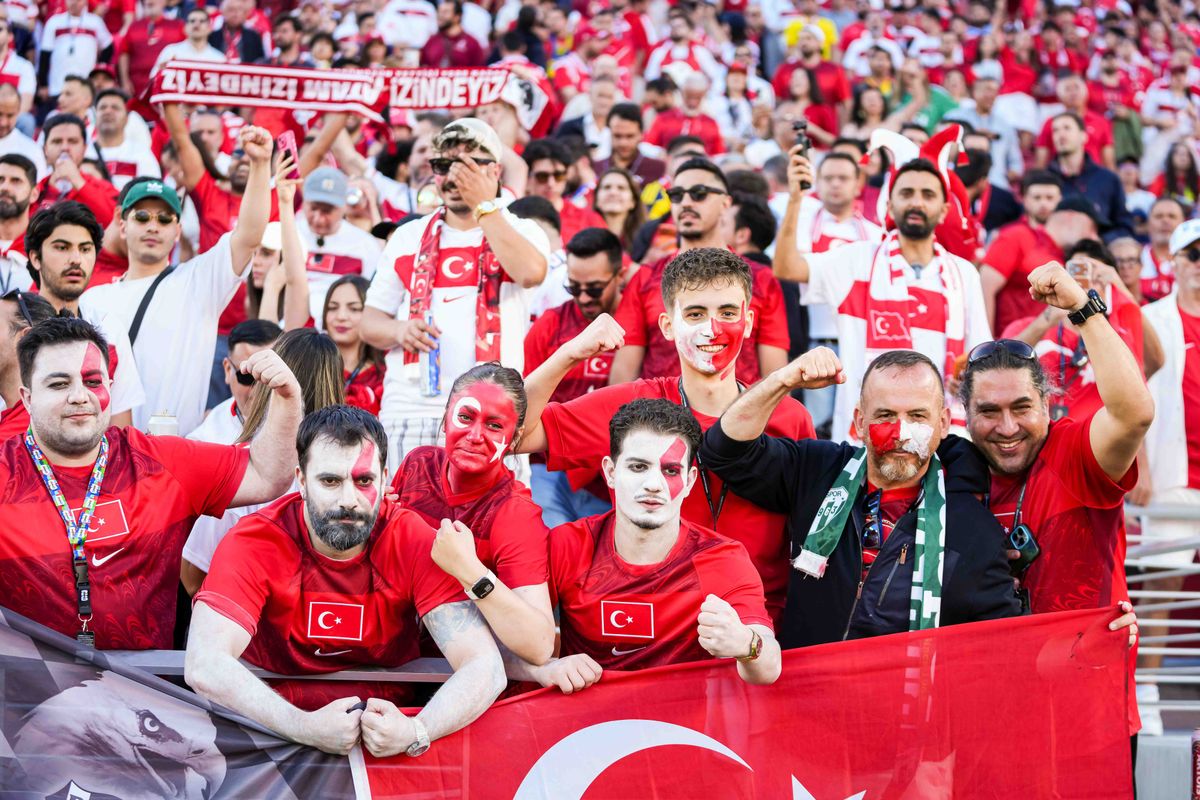 Turkiye fans during a 2026 FIFA World Cup match against Paraguay, Friday June 19th, 2026 in Santa Clara, Calif.