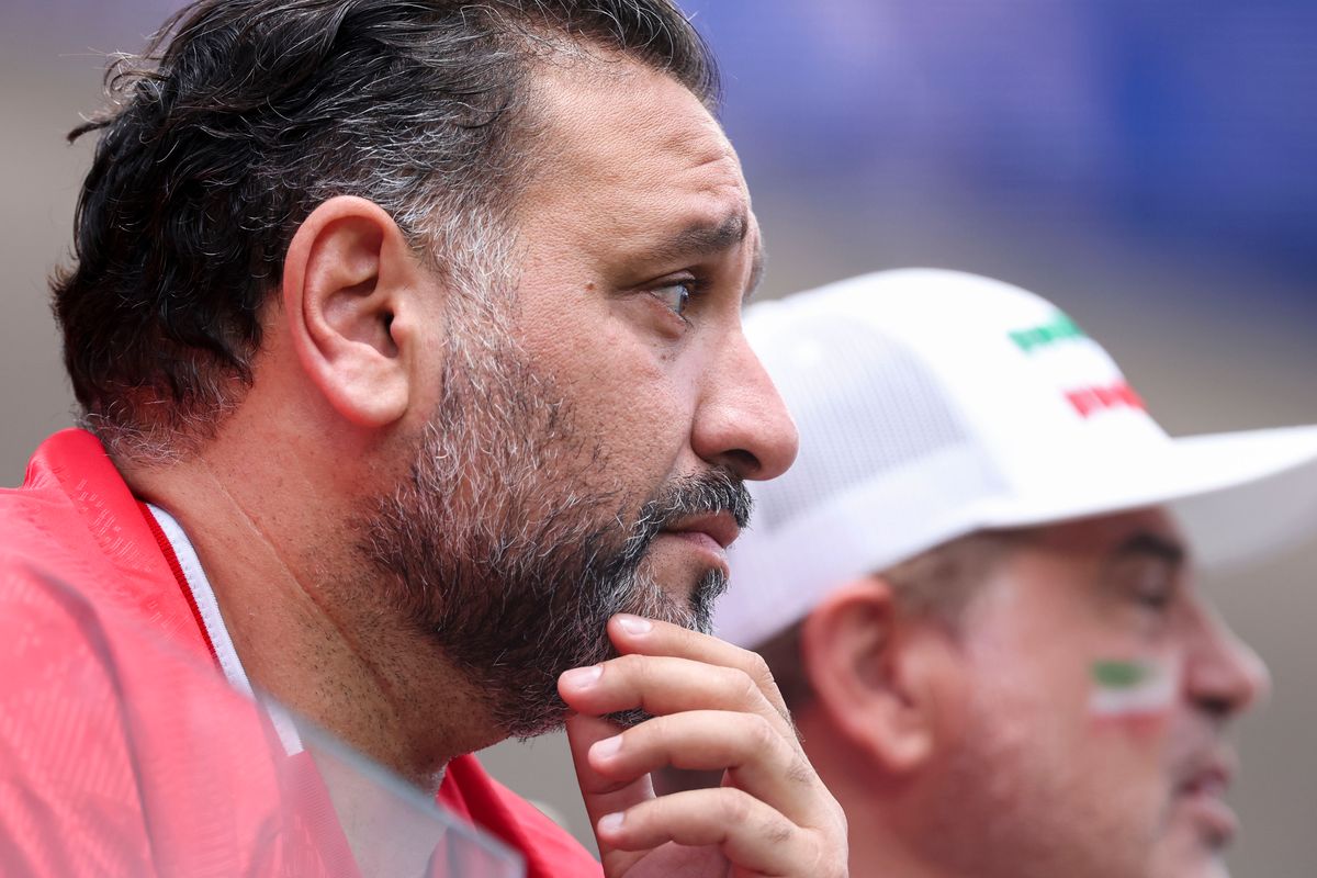 An Iran fan looks on during a 2026 FIFA World Cup match between Belgium and Iran, Sunday June 21, 2026 in Inglewood, Calif. An Iran fan looks on during a 2026 FIFA World Cup match between Belgium and Iran, Sunday June 21, 2026 in Inglewood, Calif.
