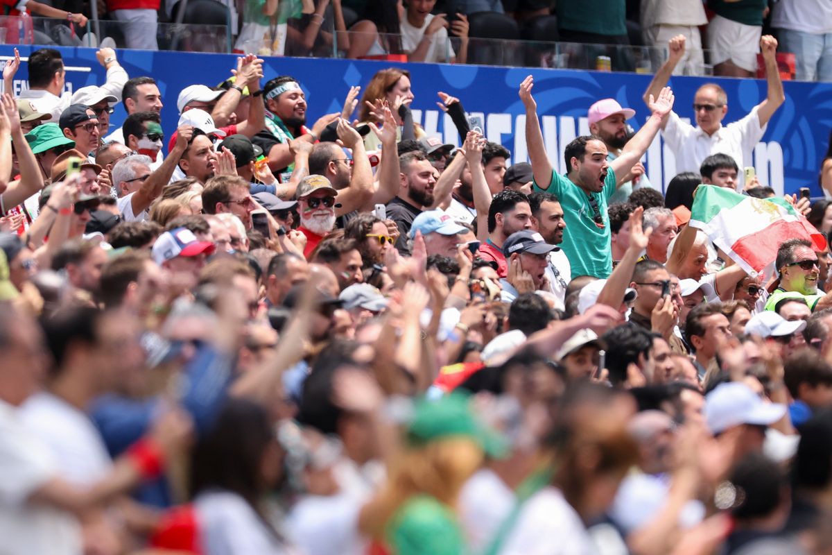 Fans react to a play during a 2026 FIFA World Cup match between Belgium and Iran, Sunday June 21, 2026 in Inglewood, Calif. Fans react to a play during a 2026 FIFA World Cup match between Belgium and Iran, Sunday June 21, 2026 in Inglewood, Calif.