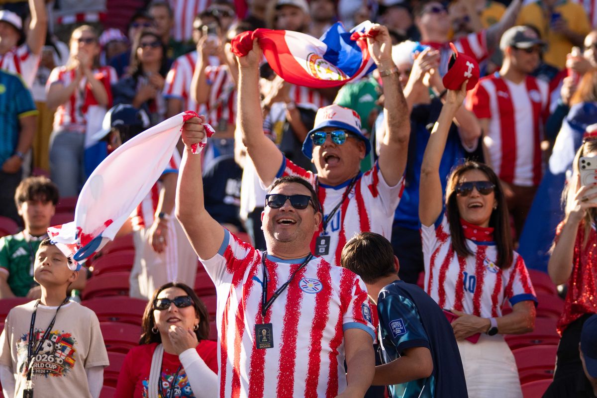 Paraguay fans during a 2026 FIFA World Cup match against Australia, Thursday June 25th, 2026 in Santa Clara, Calif.