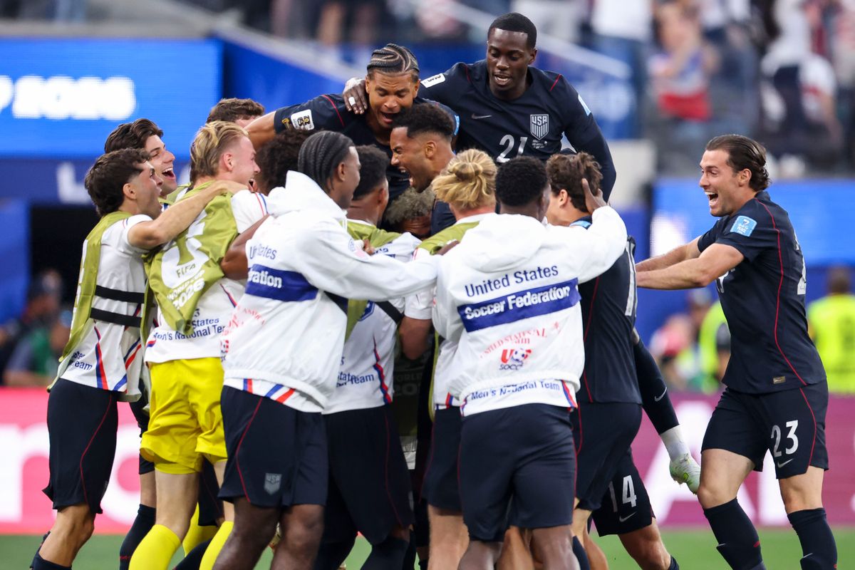 United States players celebrate a goal during a FIFA World Cup 2026 match against Türkiye, Thursday June 25, 2026 in Inglewood, Calif.