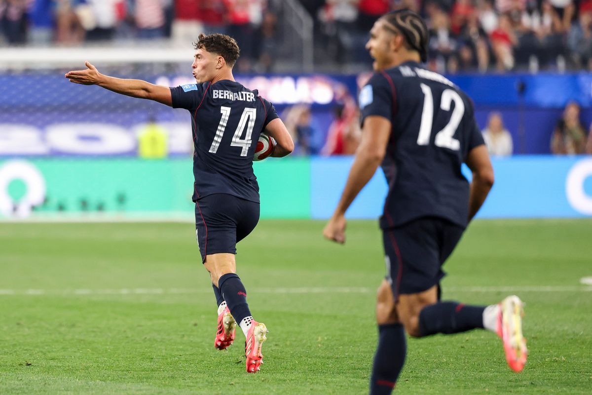 Sebastian Berhalter #14 of the United States celebrates a goal during a FIFA World Cup 2026 match against Türkiye, Thursday June 25, 2026 in Inglewood, Calif.