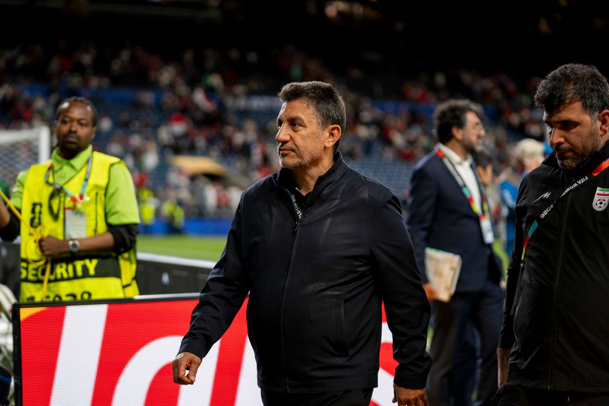Iran coach Amir Ghalenoei after a FIFA World Cup match against Egypt, Friday June 26th, 2026 in Seattle, Washington. 
