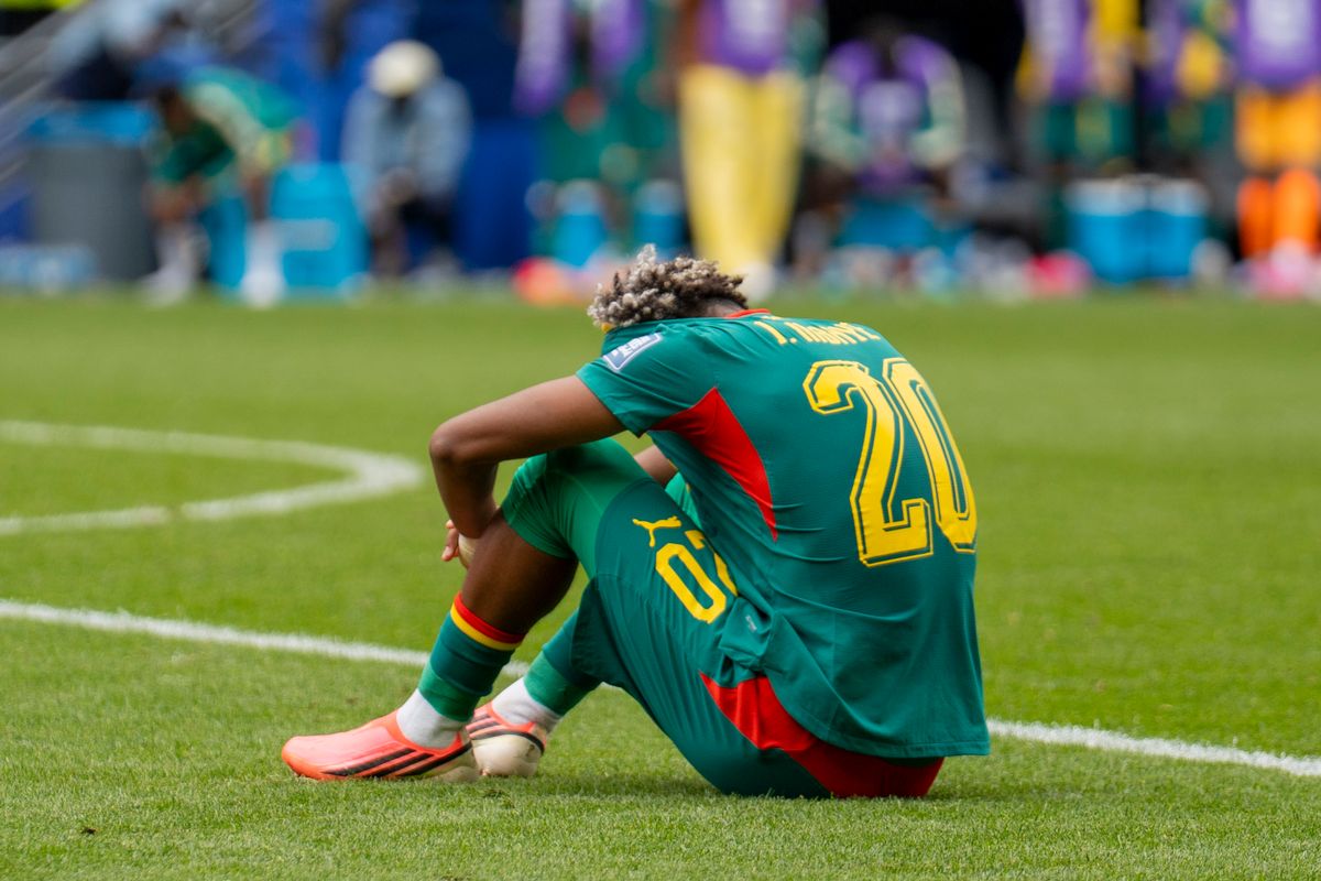 #20 Ibrahim Mbaye of Senegal processing the game after a FIFA World Cup match against Belgium, Wednesday July 1st, 2026 in Seattle, Washington. #20 Ibrahim Mbaye of Senegal processing the game after a FIFA World Cup match against Belgium, Wednesday July 1st, 2026 in Seattle, Washington.