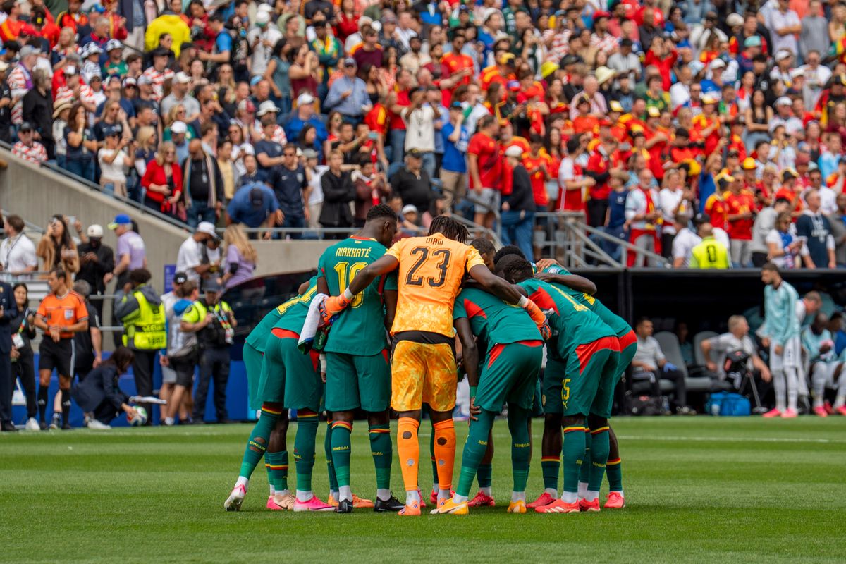 Senegal huddles up before a FIFA World Cup match against Belgium, Wednesday July 1st, 2026 in Seattle, Washington. Senegal huddles up before a FIFA World Cup match against Belgium, Wednesday July 1st, 2026 in Seattle, Washington.