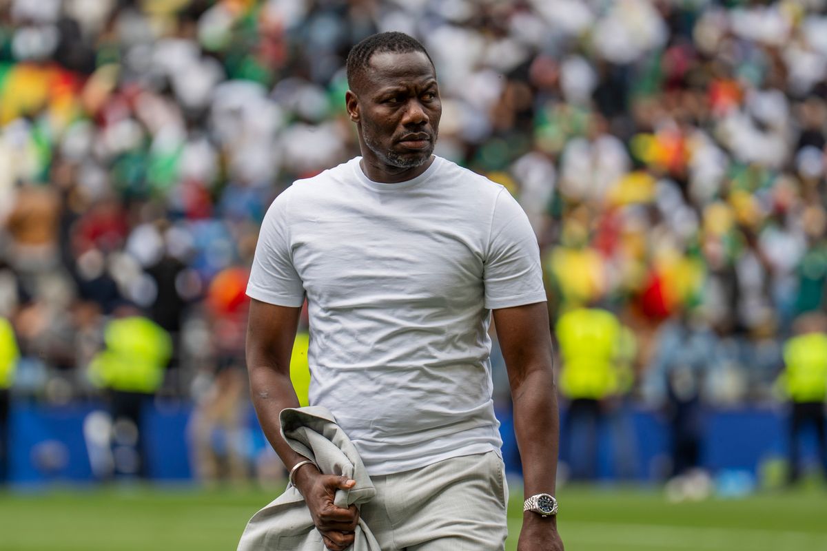 Senegal coach Pape Thiaw walking back to the locker room during a FIFA World Cup match against Belgium, Wednesday July 1st, 2026 in Seattle, Washington. Senegal coach Pape Thiaw walking back to the locker room during a FIFA World Cup match against Belgium, Wednesday July 1st, 2026 in Seattle, Washington.