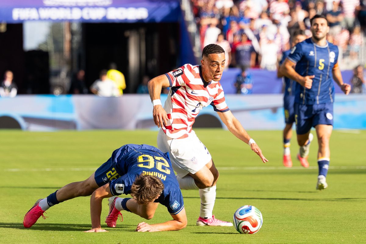 Sergino Dest (2) of USA gets by their opponent during a 2026 FIFA World Cup match against Bosnia and Herzegovina, Wednesday July 1st, 2026 in Santa Clara, Calif. Sergino Dest (2) of USA gets by their opponent during a 2026 FIFA World Cup match against Bosnia and Herzegovina, Wednesday July 1st, 2026 in Santa Clara, Calif.