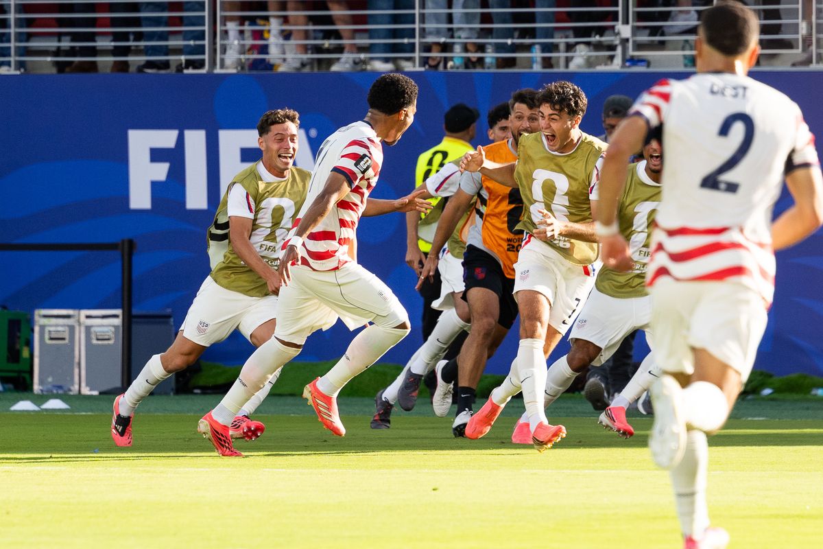 Malik Tilman (17) of USA celebrates a goal with his team during a 2026 FIFA World Cup match against Bosnia and Herzegovina, Wednesday July 1st, 2026 in Santa Clara, Calif. Malik Tilman (17) of USA celebrates a goal with his team during a 2026 FIFA World Cup match against Bosnia and Herzegovina, Wednesday July 1st, 2026 in Santa Clara, Calif.