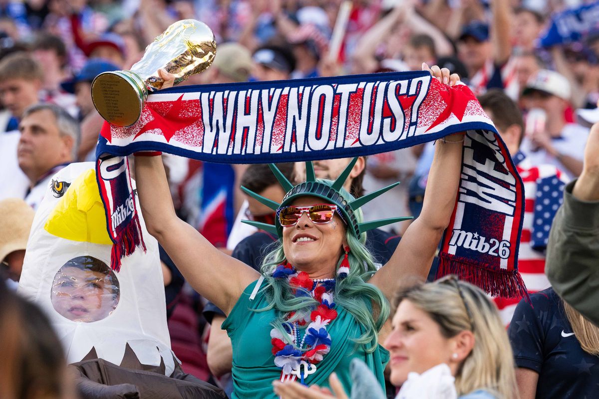 Team USA fan during a 2026 FIFA World Cup match against Bosnia and Herzegovina, Wednesday July 1st, 2026 in Santa Clara, Calif. Team USA fan during a 2026 FIFA World Cup match against Bosnia and Herzegovina, Wednesday July 1st, 2026 in Santa Clara, Calif.