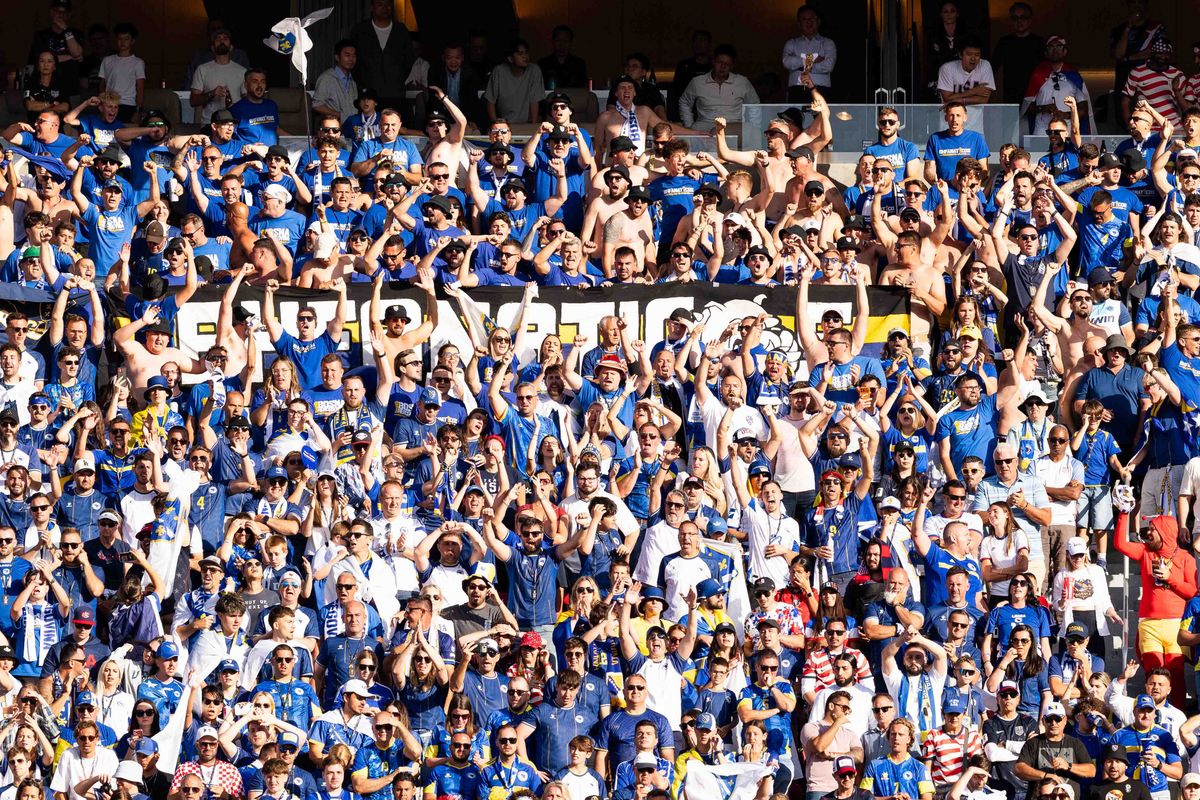 Bosnia and Herzegovina fans during a 2026 FIFA World Cup match against the USA, Wednesday July 1st, 2026 in Santa Clara, Calif. Bosnia and Herzegovina fans during a 2026 FIFA World Cup match against the USA, Wednesday July 1st, 2026 in Santa Clara, Calif.
