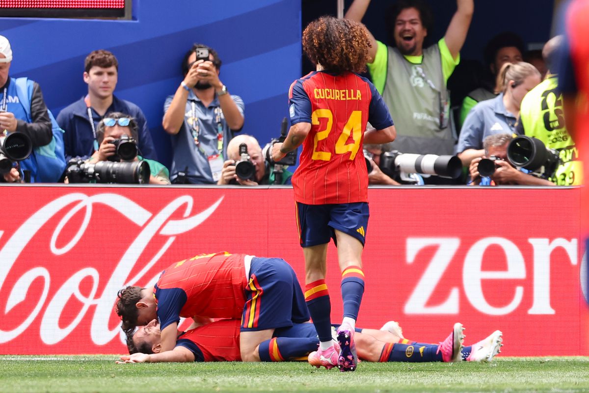 Spain players celebrate a goal during a FIFA World Cup 2026 match against Austria, Thursday July 2, 2026 in Inglewood, Calif. Spain players celebrate a goal during a FIFA World Cup 2026 match against Austria, Thursday July 2, 2026 in Inglewood, Calif.