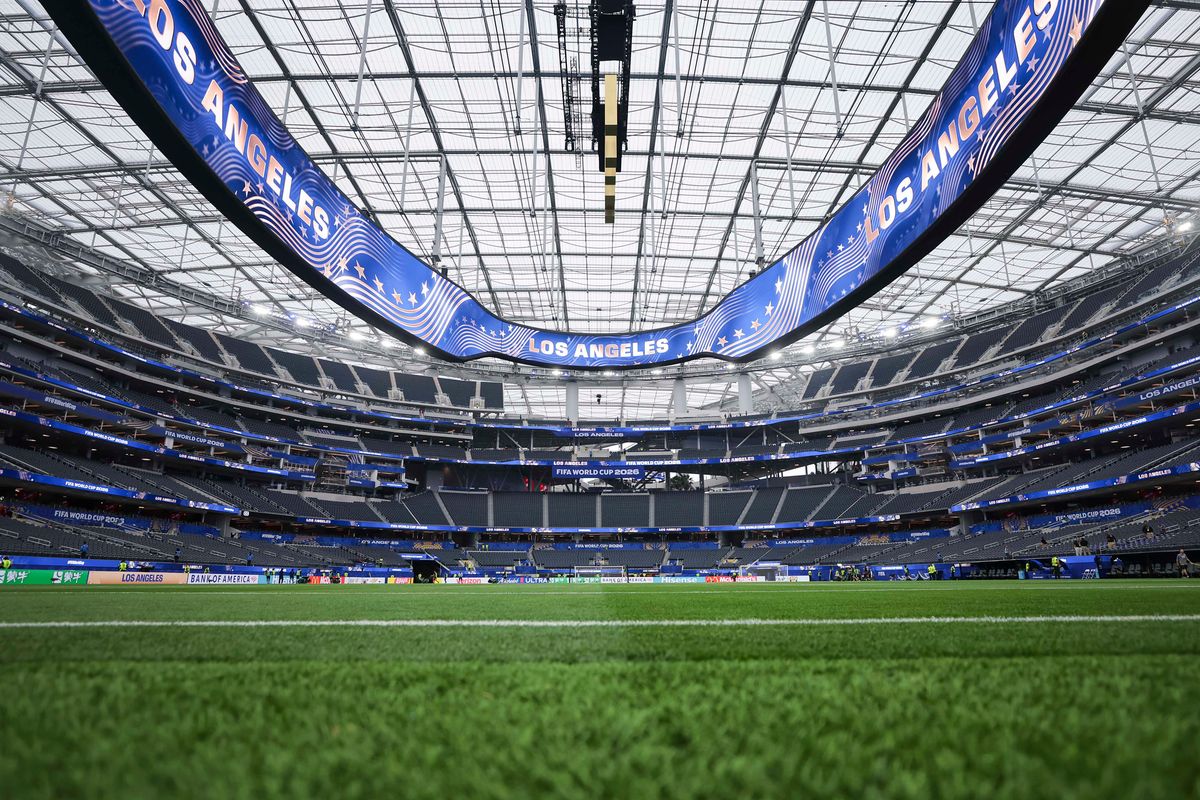 A general interior view of SoFi Stadium before a 2026 FIFA World Cup match between Spain and Austria, Thursday July 2, 2026 in Inglewood, Calif. A general interior view of SoFi Stadium before a 2026 FIFA World Cup match between Spain and Austria, Thursday July 2, 2026 in Inglewood, Calif.