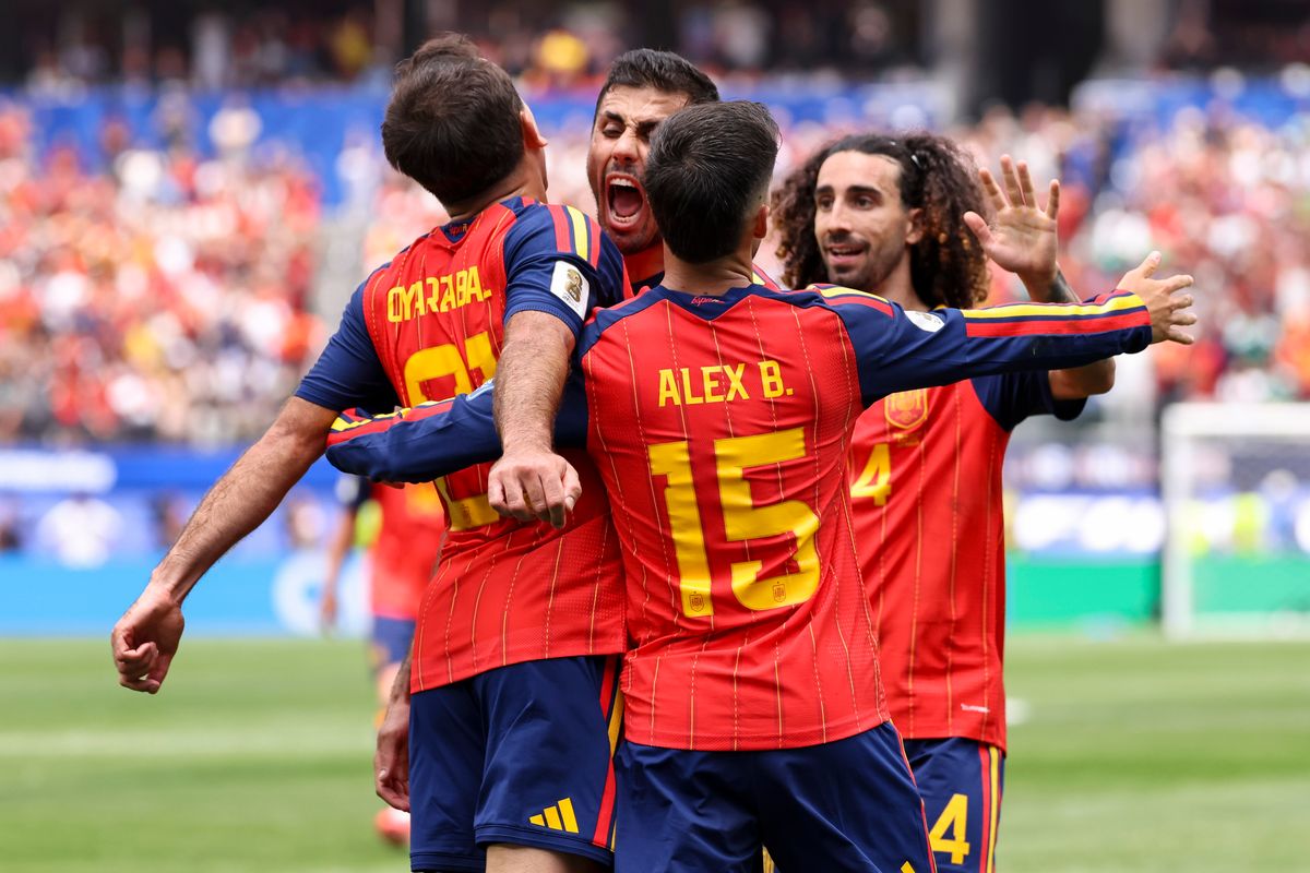 Spain players celebrate a goal during a FIFA World Cup 2026 match against Austria, Thursday July 2, 2026 in Inglewood, Calif. Spain players celebrate a goal during a FIFA World Cup 2026 match against Austria, Thursday July 2, 2026 in Inglewood, Calif.
