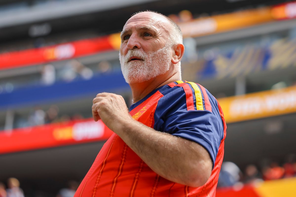 Chef José Andrés in the stands before a 2026 FIFA World Cup match between Spain and Belgium, Friday July 10, 2026 in Inglewood, Calif. Chef José Andrés in the stands before a 2026 FIFA World Cup match between Spain and Belgium, Friday July 10, 2026 in Inglewood, Calif.