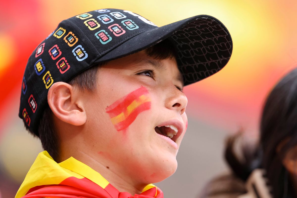 A young Spain fan looks on during a 2026 FIFA World Cup match between Spain and Belgium, Friday July 10, 2026 in Inglewood, Calif. A young Spain fan looks on during a 2026 FIFA World Cup match between Spain and Belgium, Friday July 10, 2026 in Inglewood, Calif.