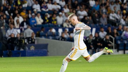 Los Angeles Galaxy central midfielder Marco Reus (18) scores a goal during an MLS soccer game against LAFC, Sunday May 18th, 2025 in Carson, California. Los Angeles Galaxy central midfielder Marco Reus (18) scores a goal during an MLS soccer game against LAFC, Sunday May 18th, 2025 in Carson, California.