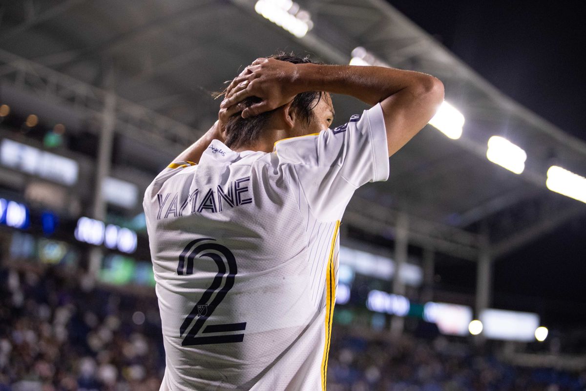 Los Angeles Galaxy defender Miki Yamane (2) stressed out during last minutes of match during the game against the San Jose Earthquakes on Wednesday, May 28, 2025, at Dignity Health Sports Park in Carson, CA.