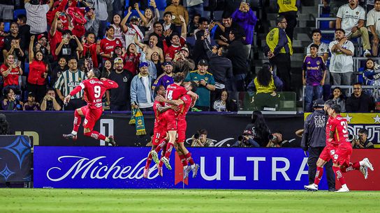 Toluca FC celebrates a goal during an Campeones Cup match against Los Angeles Galaxy, Wednesday October 1, 2025 in Carson, Calif. Toluca FC celebrates a goal during an Campeones Cup match against Los Angeles Galaxy, Wednesday October 1, 2025 in Carson, Calif.