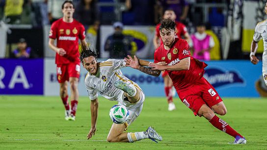 Los Angeles Galaxy Forward Julian Aude (3) during an Campeones Cup match against Toluca, Wednesday October 1, 2025 in Carson, Calif. Los Angeles Galaxy Forward Julian Aude (3) during an Campeones Cup match against Toluca, Wednesday October 1, 2025 in Carson, Calif.