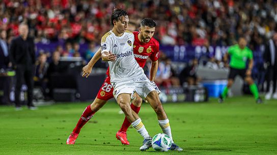 Los Angeles Galaxy Forward Julian Aude (3) during an Campeones Cup match against Toluca, Wednesday October 1, 2025 in Carson, Calif. Los Angeles Galaxy Forward Julian Aude (3) during an Campeones Cup match against Toluca, Wednesday October 1, 2025 in Carson, Calif.