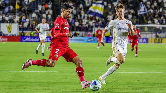 Toluca Diego Barbosa (2) during an Campeones Cup match against Los Angeles Galaxy, Wednesday October 1, 2025 in Carson, Calif. Toluca Diego Barbosa (2) during an Campeones Cup match against Los Angeles Galaxy, Wednesday October 1, 2025 in Carson, Calif.