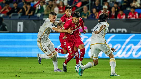 Toluca Forward Alexis Vega (9) during an Campeones Cup match against Los Angeles Galaxy, Wednesday October 1, 2025 in Carson, Calif. Toluca Forward Alexis Vega (9) during an Campeones Cup match against Los Angeles Galaxy, Wednesday October 1, 2025 in Carson, Calif.