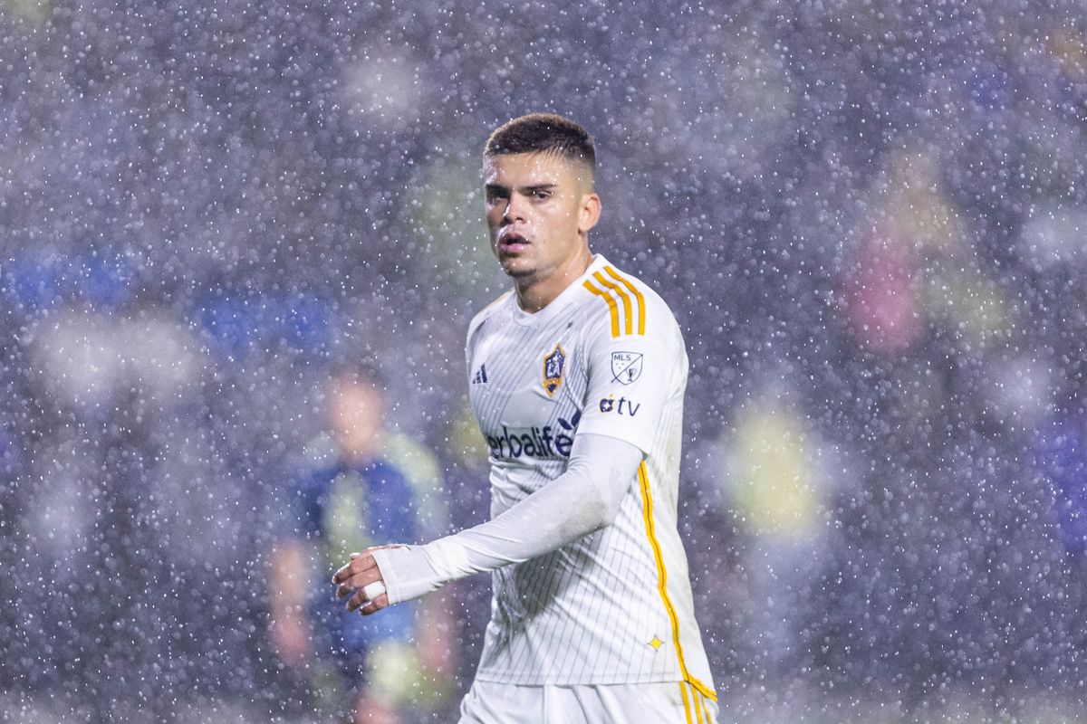 LA Galaxy Forward Gabriel Pec (11) leaves for the tunnel during a friendly match against Club America at Dignity Health Sports Park on November 15, 2025 in Carson, California.