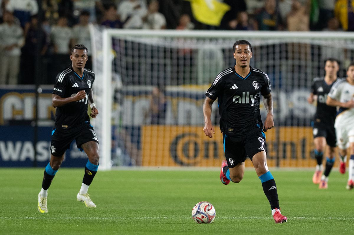 Charlotte FC forward Idan Toklomati (9) controls the ball during an MLS game between LA Galaxy and Charlotte FC on Saturday, February 28, 2026 at Dignity Health Sports Park in Carson, Calif.