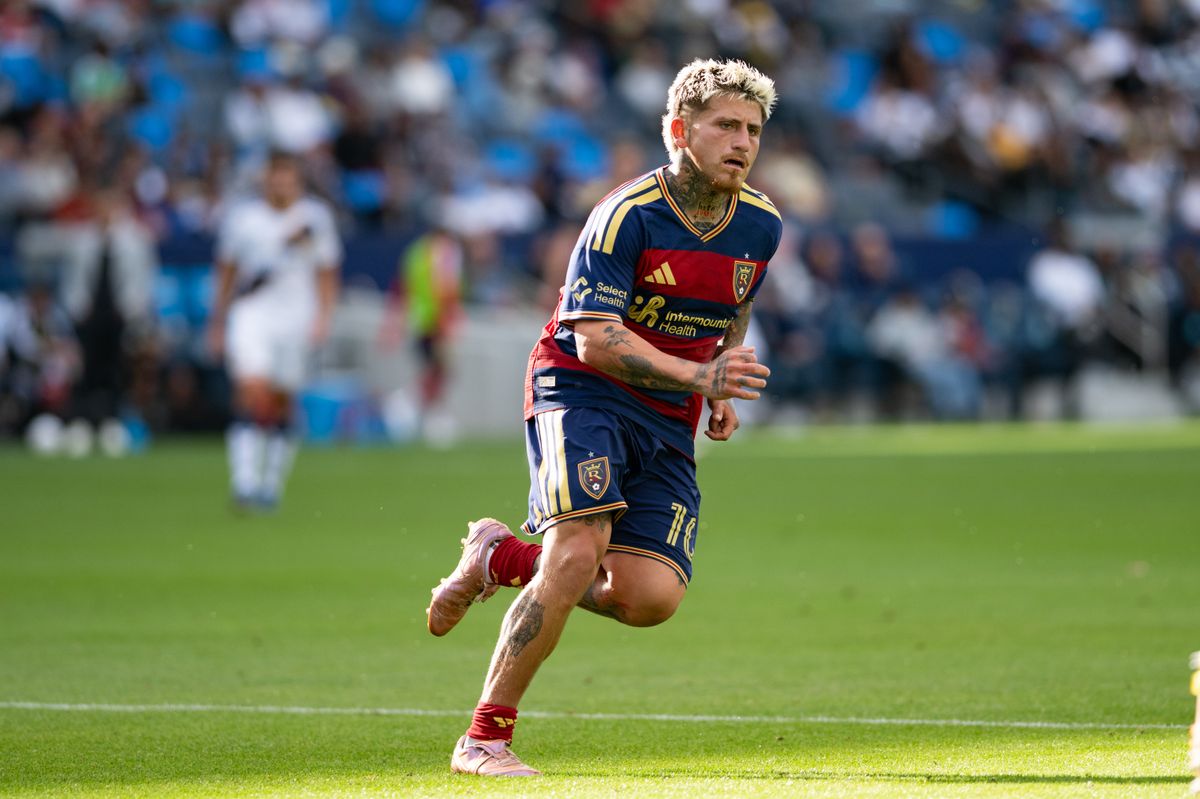 Real Salt Lake midfielder Diego Luna (10) runs on defense during a match between Real Salt Lake and LA Galaxy on Sunday, April 26, at Dignity Health Sports Park in Carson California