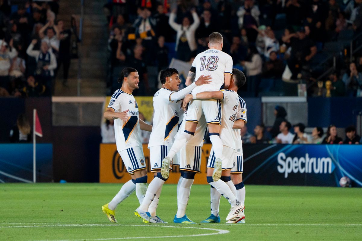 Los Angeles Galaxy celebrate the goal during an MLS soccer game against the Houston Dynamo FC, Saturday May 23rd, 2026 in Carson, California. Los Angeles Galaxy celebrate the goal during an MLS soccer game against the Houston Dynamo FC, Saturday May 23rd, 2026 in Carson, California.