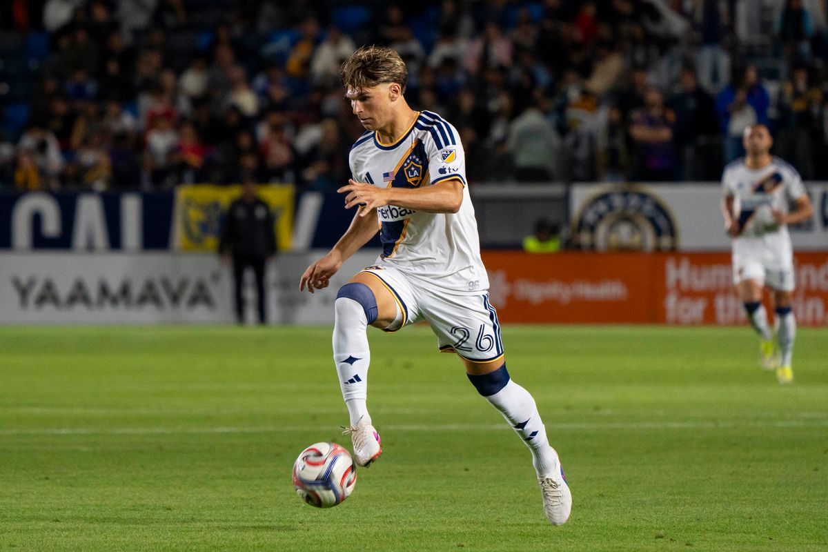 Los Angeles Galaxy defender Harbor Miller (26) pushes the pace during an MLS soccer game against the Houston Dynamo FC, Saturday May 23rd, 2026 in Carson, California. Los Angeles Galaxy defender Harbor Miller (26) pushes the pace during an MLS soccer game against the Houston Dynamo FC, Saturday May 23rd, 2026 in Carson, California.