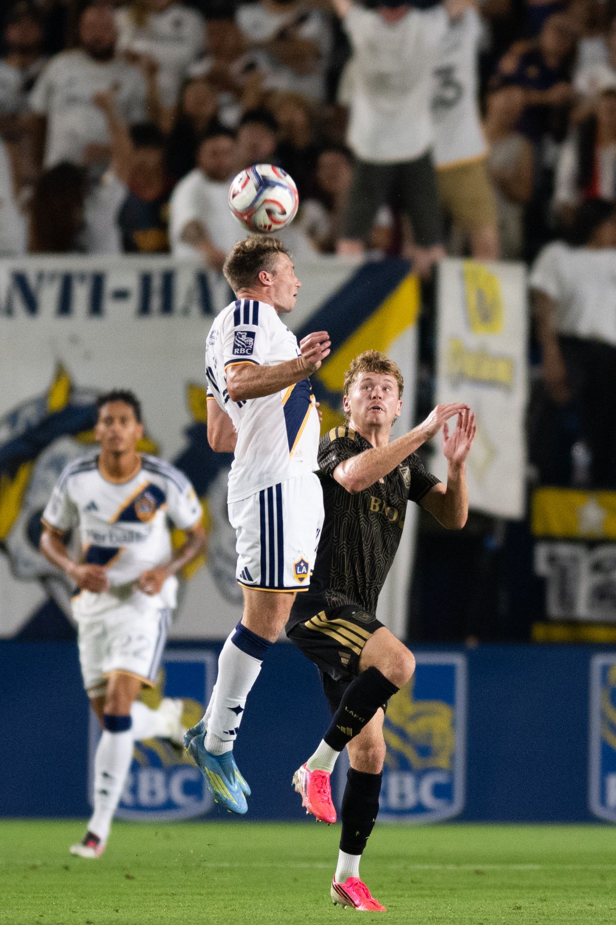 LA Galaxy defender John Nelson (14) heads the ball during an MLS match between LAFC and LA Galaxy on Friday, July 17, 2026 at Dignity Health Sports Park in Carson, Calif LA Galaxy defender John Nelson (14) heads the ball during an MLS match between LAFC and LA Galaxy on Friday, July 17, 2026 at Dignity Health Sports Park in Carson, Calif