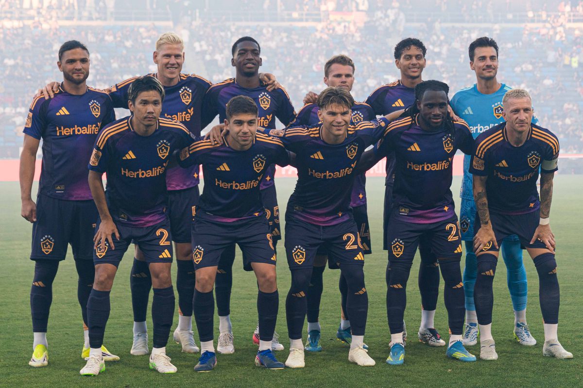 LA Galaxy starting XI at an MLS game against St. Louis City SC on Wednesday July 22nd, 2026 in Carson, California