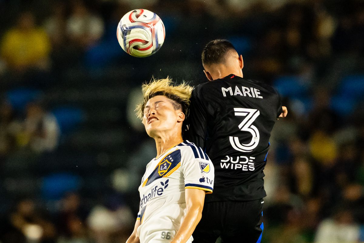 Los Angeles Galaxy forward Kyogo Furuhashi (7) take a header during an MLS game, against the San Jose Earthquakes on Wednesday August 19th, 2026 in Carson, Calif Los Angeles Galaxy forward Kyogo Furuhashi (7) take a header during an MLS game, against the San Jose Earthquakes on Wednesday August 19th, 2026 in Carson, Calif