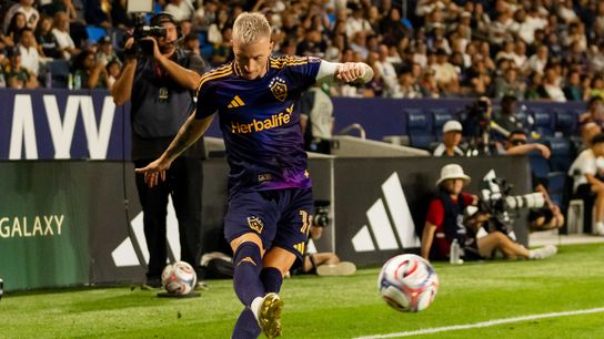 Los Angeles Galaxy midfielder Marco Reus (18) takes a corner kick during the Galaxy's 2-1 home win, against the New England Revolution on Saturday September 5th, 2026 in Carson, Calif. Los Angeles Galaxy midfielder Marco Reus (18) takes a corner kick during the Galaxy's 2-1 home win, against the New England Revolution on Saturday September 5th, 2026 in Carson, Calif.